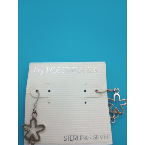 Marsala Sterling Silver .925 Dangle Earrings Flower - Picture 2 of 6